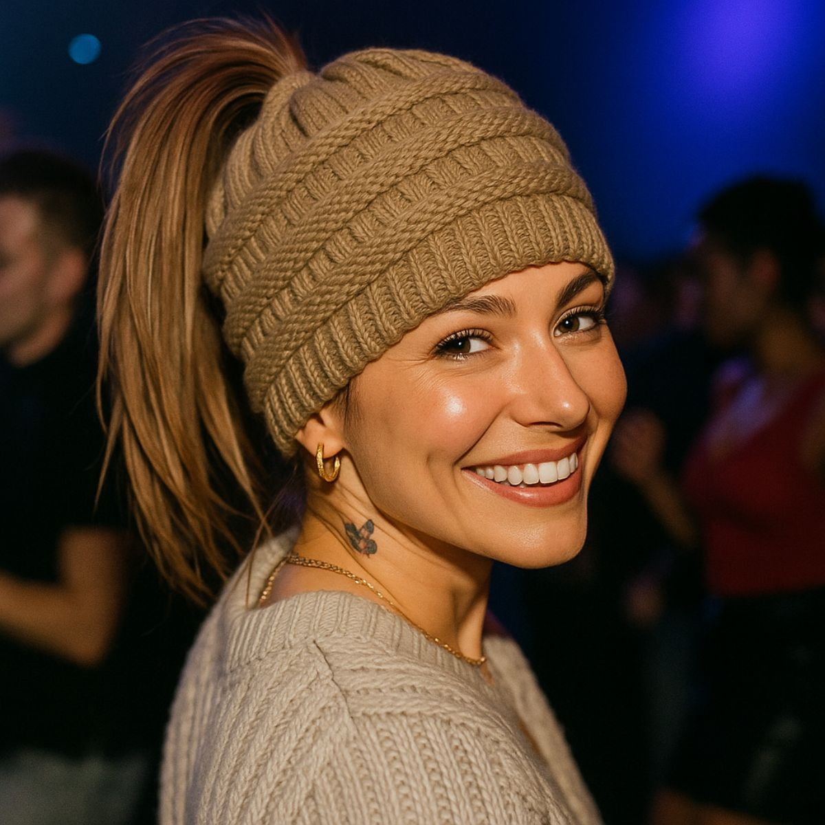 🎁 Ponytail Beanie Cap – Stretchy, Stylish & Warm (Limited Edition- Mint) (100% off)