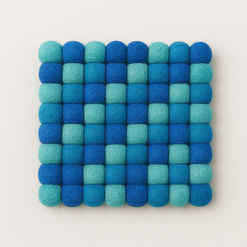 Handcrafted Felt Ball Trivet & Coaster- Soft turquoise