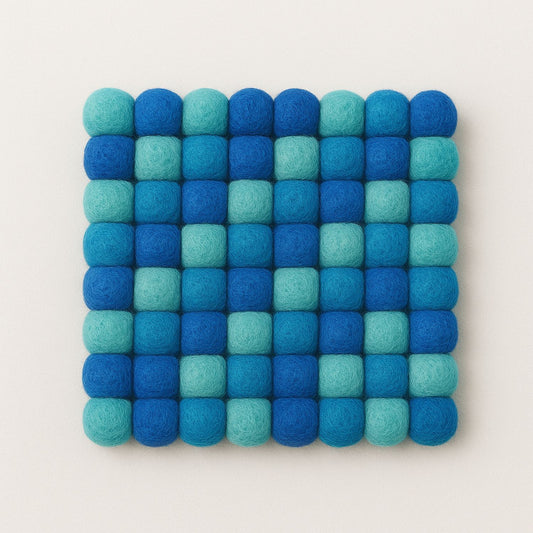 Handcrafted Felt Ball Trivet & Coaster- Soft turquoise