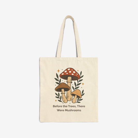 Mushroom-Themed Cotton Canvas Tote Bag