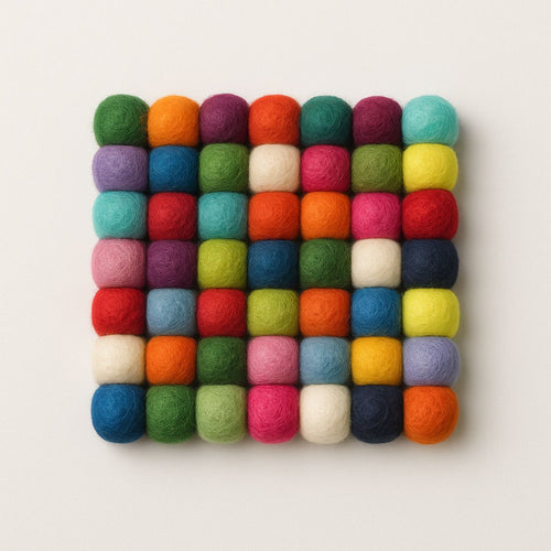 Handcrafted Felt Ball Trivet & Coaster- Colorful
