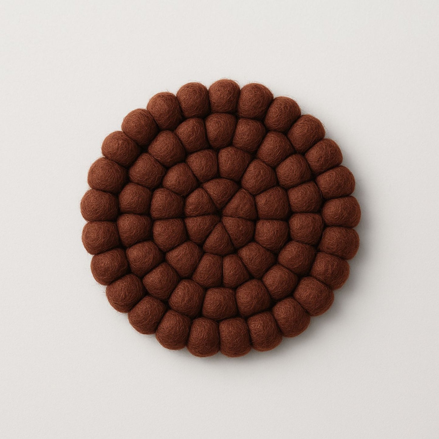 Handcrafted Felt Ball Trivet & Coaster- Brown
