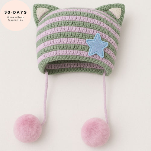 CozyKit Beanie – Warmth & Confidence for Her (Sage Berry Stripe)