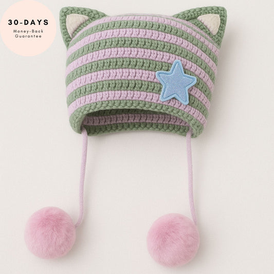 CozyKit Beanie – Warmth & Confidence for Her (Sage Berry Stripe)