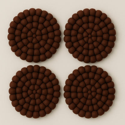 Handcrafted Felt Ball Trivet & Coaster- Brown