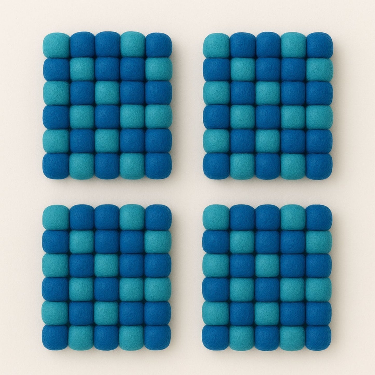 Handcrafted Felt Ball Trivet & Coaster- Soft turquoise