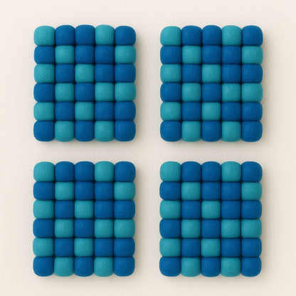 Handcrafted Felt Ball Trivet & Coaster- Soft turquoise
