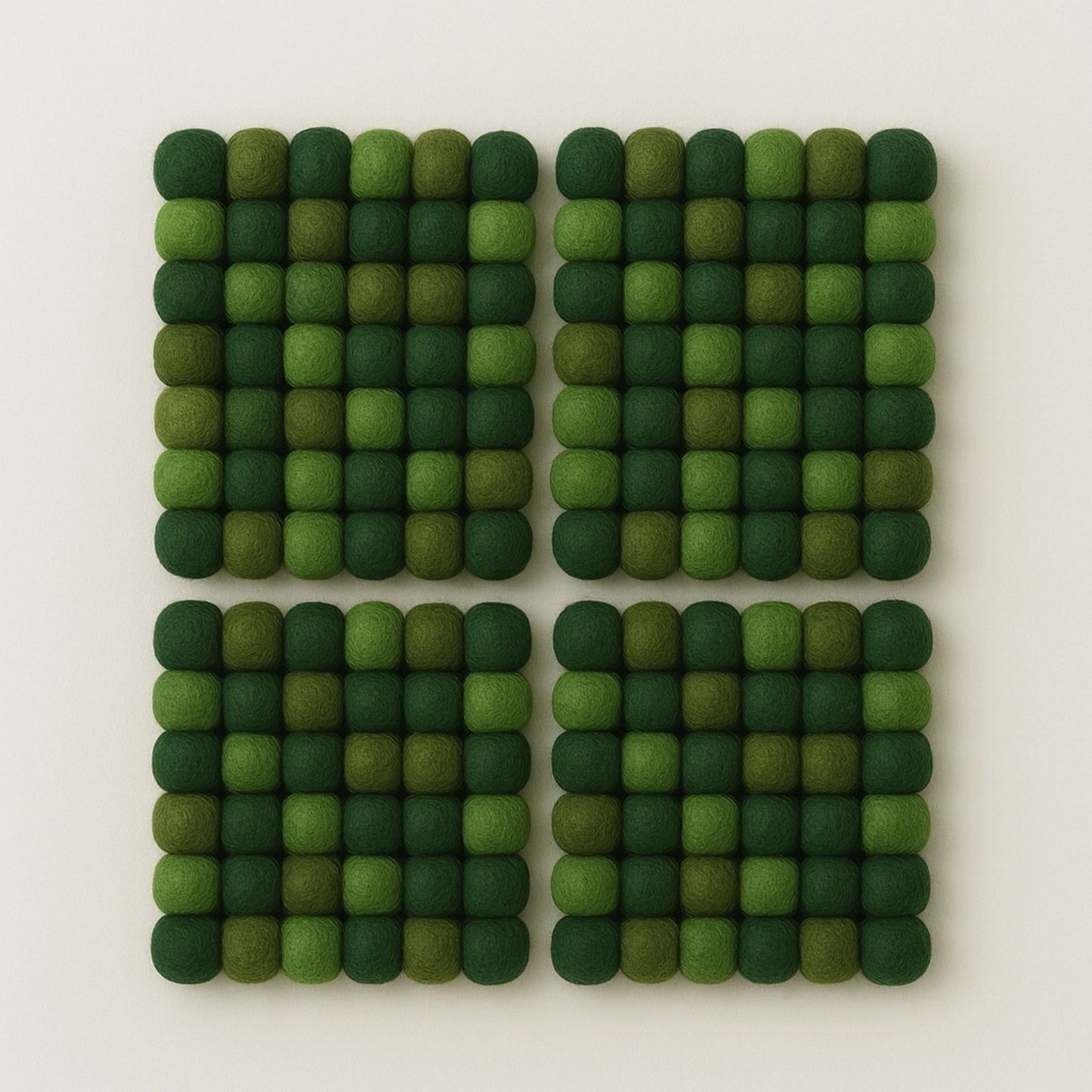 Handcrafted Felt Ball Trivet & Coaster- Green