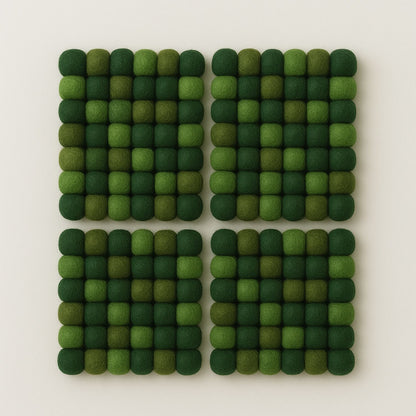 Handcrafted Felt Ball Trivet & Coaster- Green