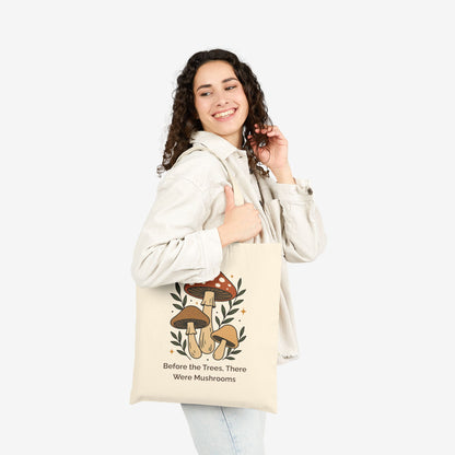 Mushroom-Themed Cotton Canvas Tote Bag