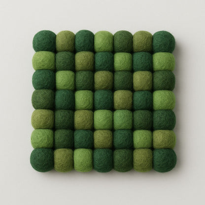 Handcrafted Felt Ball Trivet & Coaster- Green