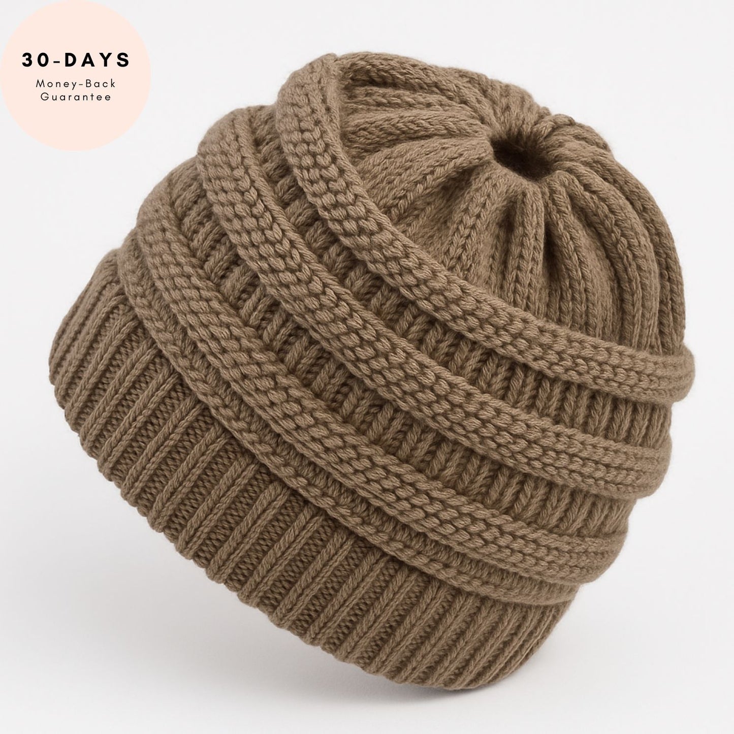 Ponytail beanie taupe