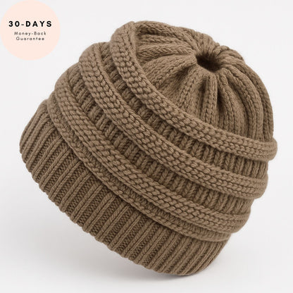 Ponytail beanie taupe