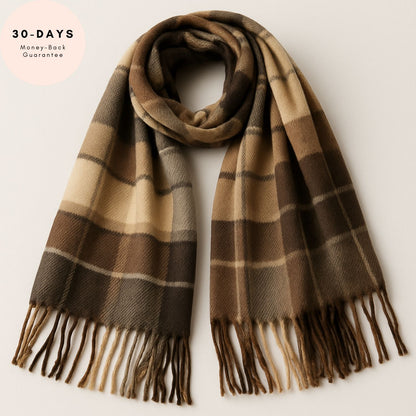 Heritage Plaid Scarf – Mocha Beige