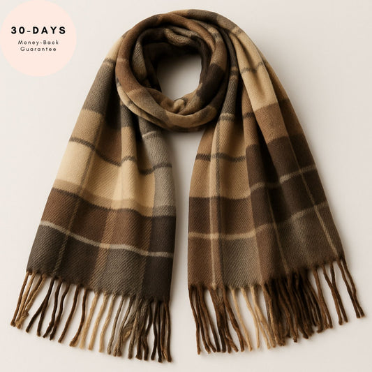 Heritage Plaid Scarf – Mocha Beige