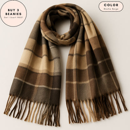 Heritage Plaid Scarf – Mocha Beige