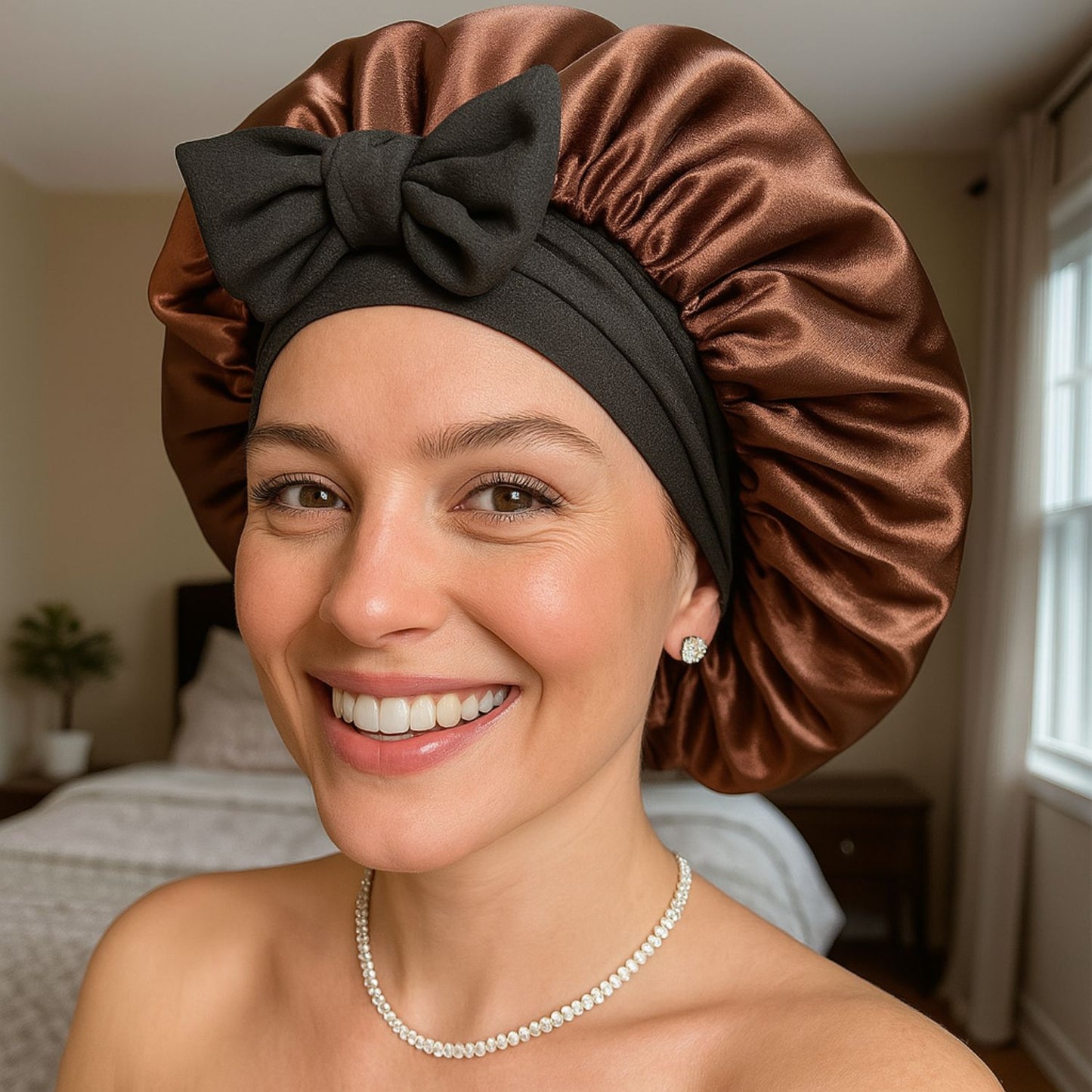 Luxury Double-Layered Bonnet – Silky Night Protection for Hair
