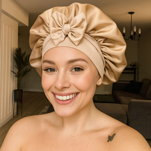 🎁 Luxury Double-Layered Bonnet – Silky Night Protection for Hair (100% off)