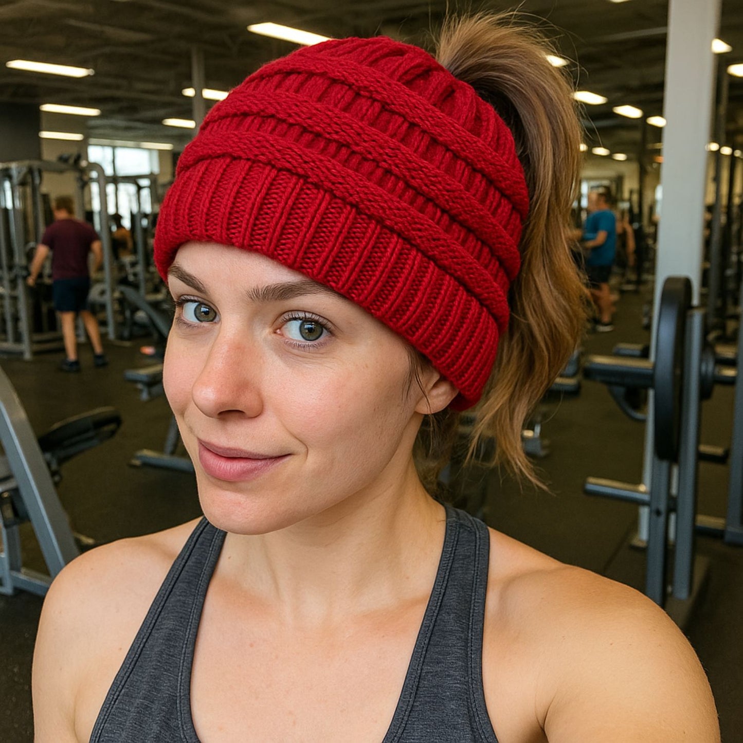 Ponytail Beanie Cap – Stretchy, Stylish & Warm (Limited Edition- Mint)